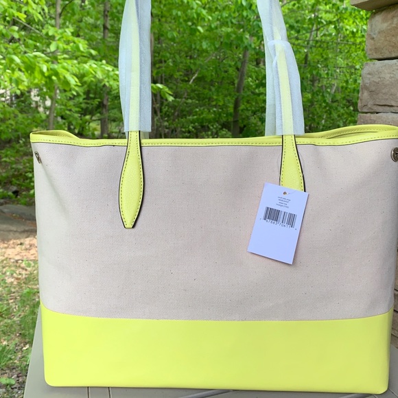 SOLD⛔️Authentic Kate Spade canvas/Leather zip top tote🌼 - Picture 8 of 9
